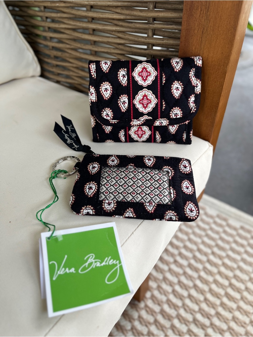 Vera Bradley Classic Black Wallet and Zip ID Holder Set